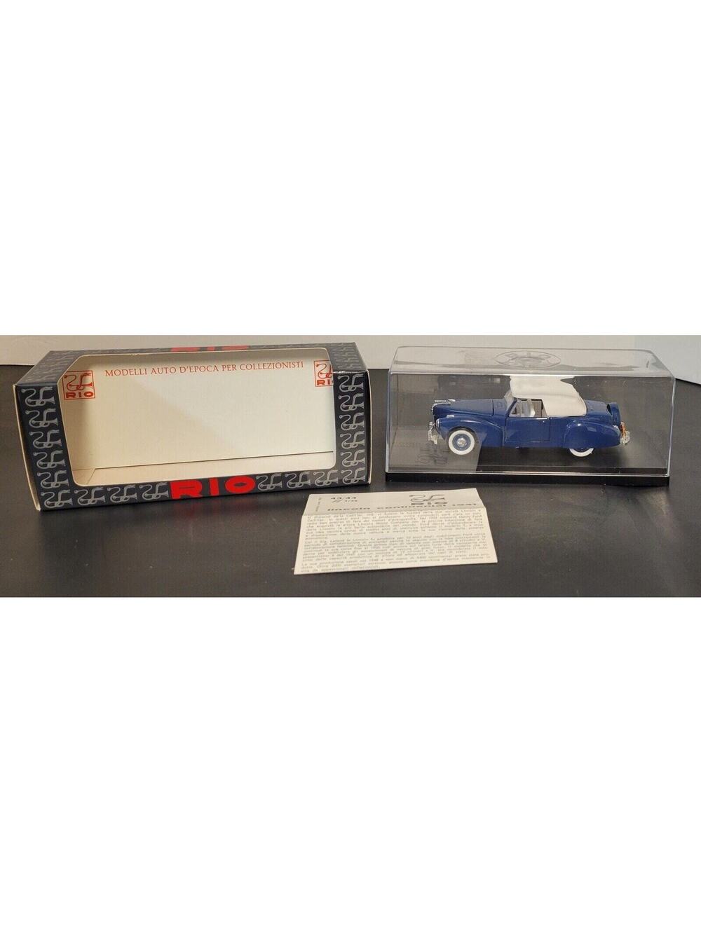 Rio #43 Blue 1941 Lincoln Continental Cabriolet Scale 1:43 w/Case & Box
